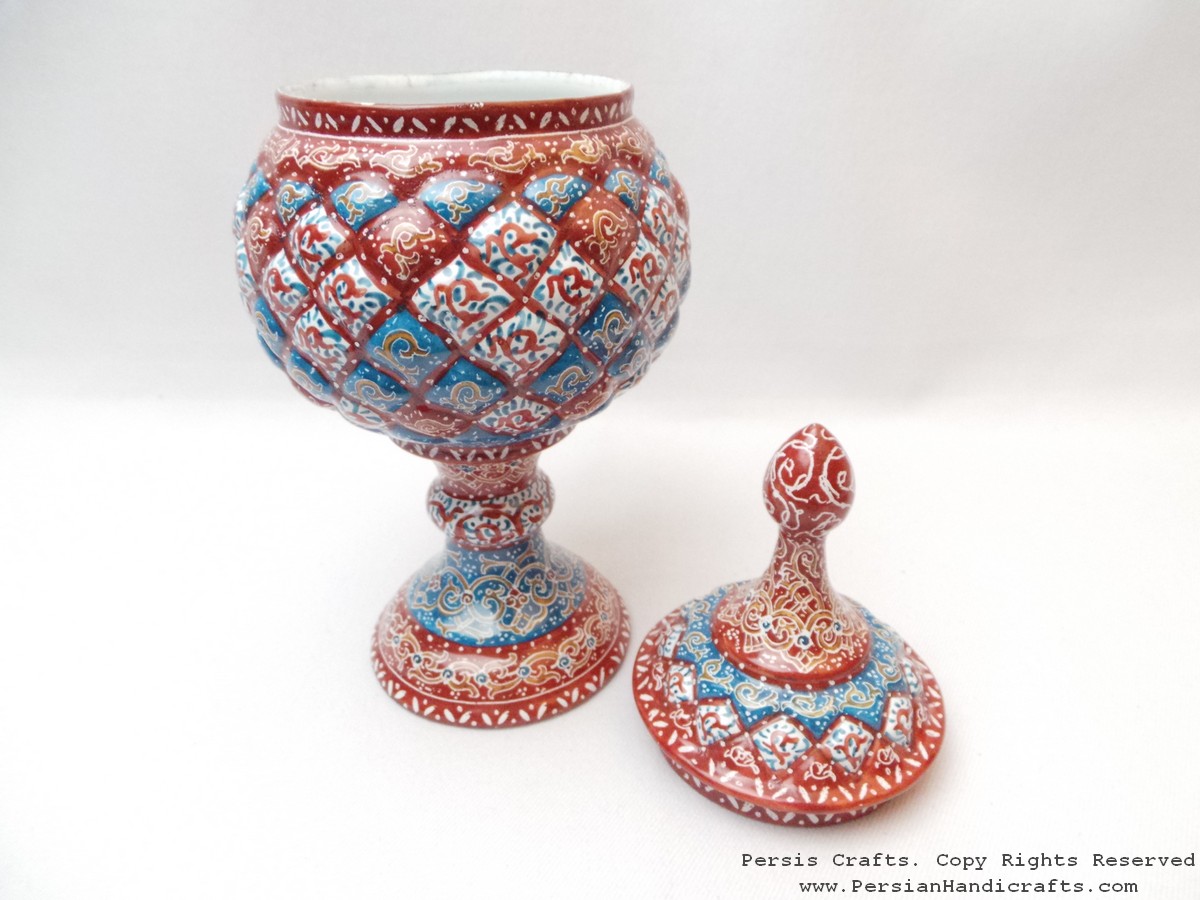 Enamel on Copper Pedestal Candy/Nut Bowl Dish HE3000 Persiada